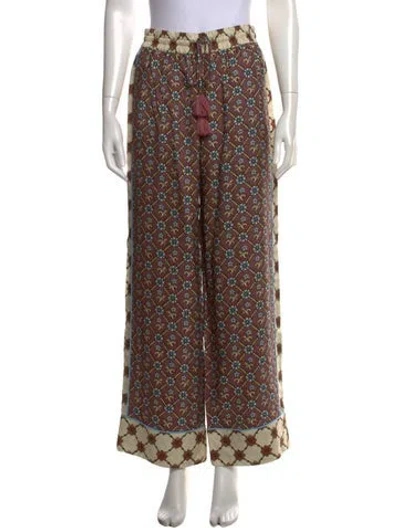 Pre-owned Sézane Floral Print Wide Leg Pants In Multicolor