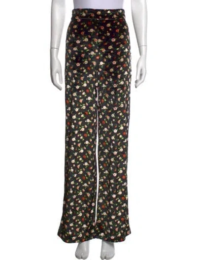 Pre-owned Sézane Floral Print Wide Leg Pants In Multicolor