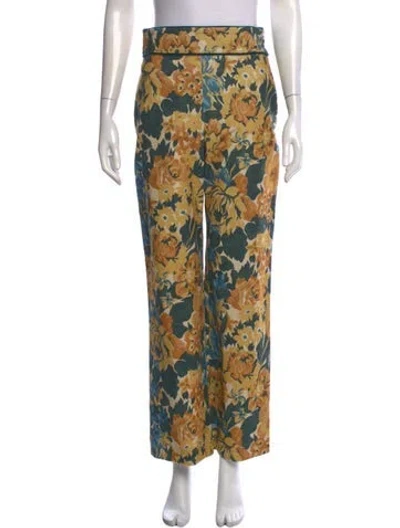 Pre-owned Sézane Floral Print Wide Leg Pants In Multicolor