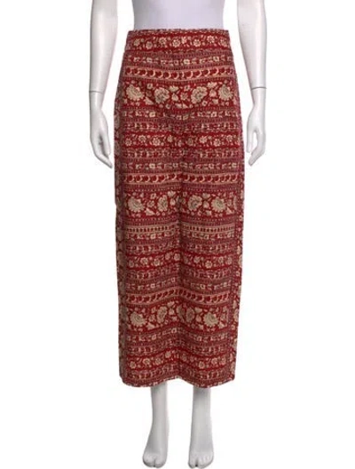 Pre-owned Sézane Floral Print Wide Leg Pants In Red