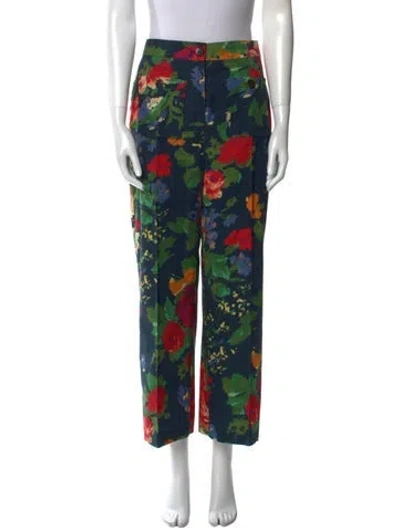 Pre-owned Sézane Floral Print Wide Leg Pants W/ Tags In Blue