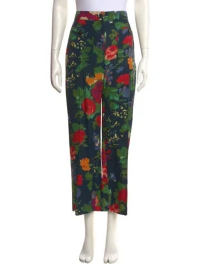 Pre-owned Sézane Floral Print Wide Leg Pants W/ Tags In Green