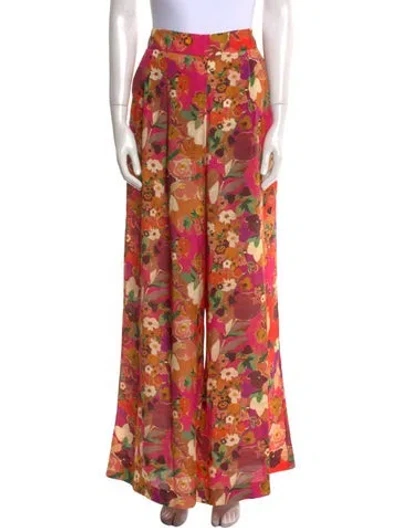 Pre-owned Sézane Floral Print Wide Leg Pants W/ Tags In Orange