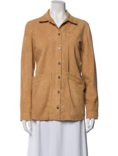 Pre-owned Sézane Goat Leather Blazer In Brown