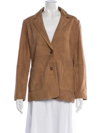 Pre-owned Sézane Goat Leather Blazer W/ Tags In Brown