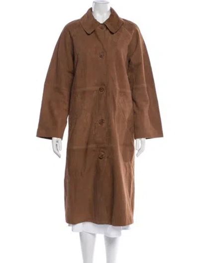 Pre-owned Sézane Goat Leather Coat W/ Tags In Brown