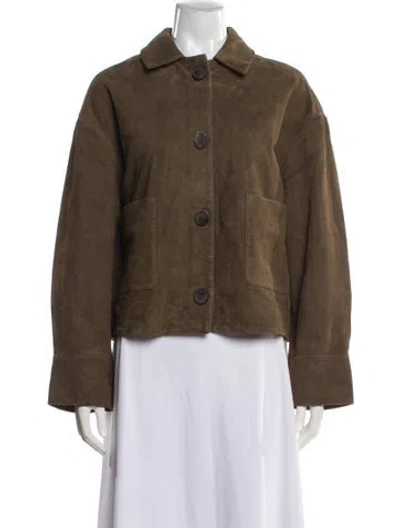 Pre-owned Sézane Goat Leather Faux Fur Jacket In Brown