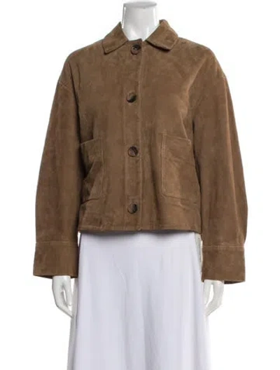 Pre-owned Sézane Goat Leather Faux Fur Jacket W/ Tags In Neutral