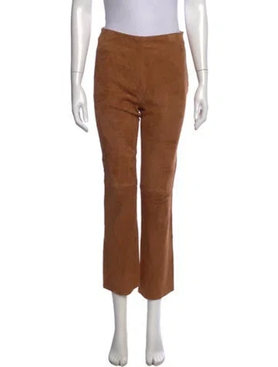 Pre-owned Sézane Goat Leather Flared Pants In Brown