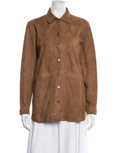 Pre-owned Sézane Goat Leather Jacket In Brown
