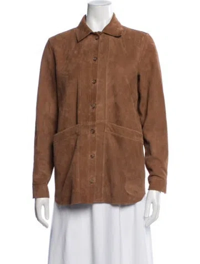 Pre-owned Sézane Goat Leather Jacket In Brown