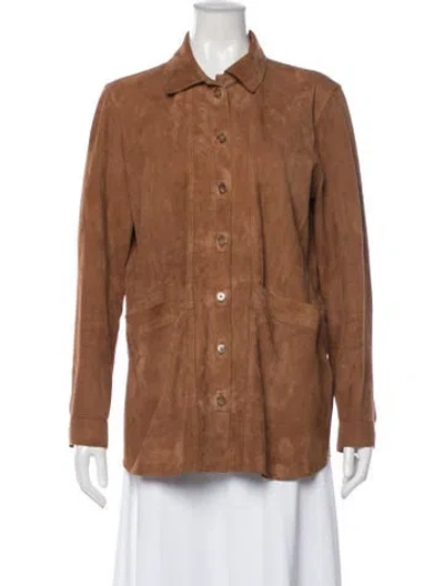 Pre-owned Sézane Goat Leather Jacket In Brown