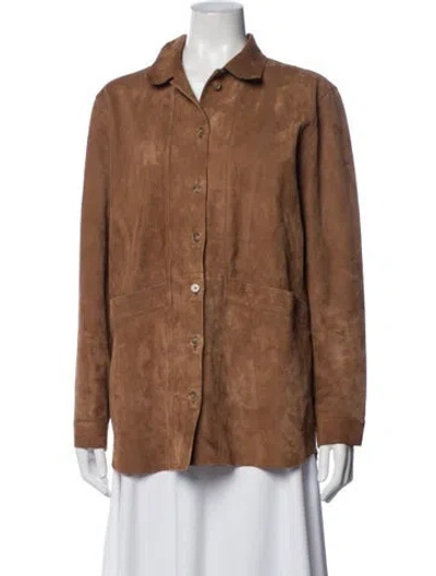 Pre-owned Sézane Goat Leather Jacket In Brown