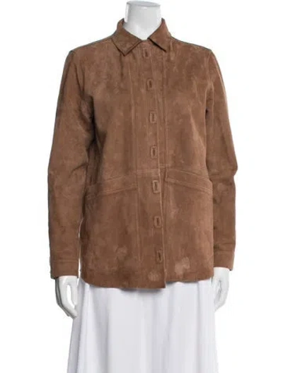 Pre-owned Sézane Goat Leather Jacket In Brown