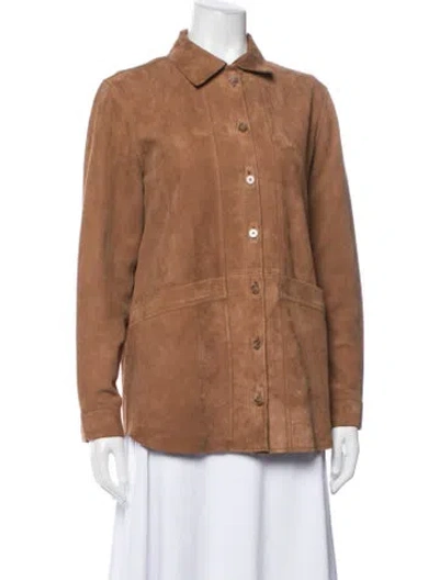 Pre-owned Sézane Goat Leather Jacket In Brown