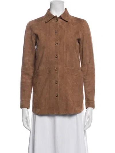 Pre-owned Sézane Goat Leather Jacket In Brown