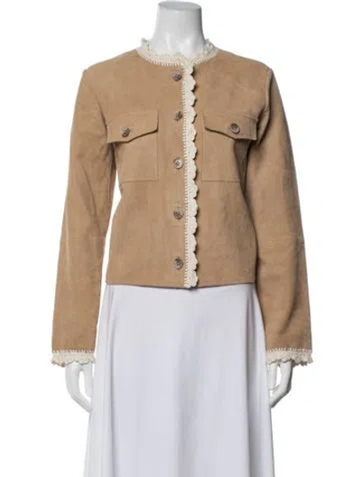 Pre-owned Sézane Goat Leather Jacket In Neutrals