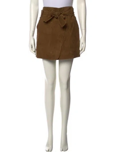 Pre-owned Sézane Goat Leather Mini Skirt In Brown