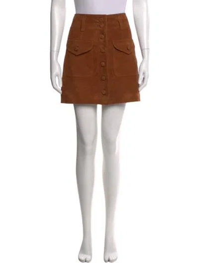 Pre-owned Sézane Goat Leather Mini Skirt In Brown