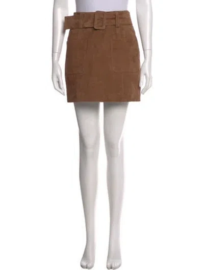 Pre-owned Sézane Goat Leather Mini Skirt In Brown