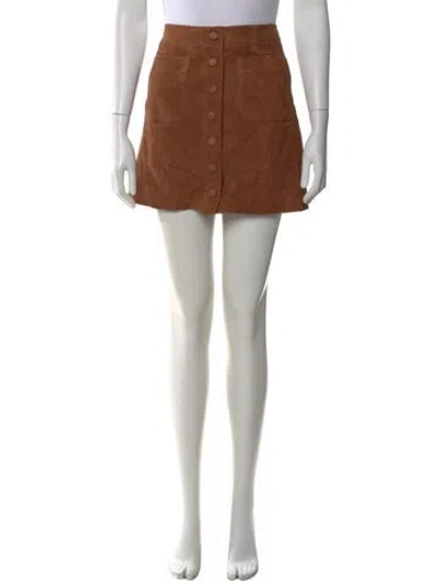 Pre-owned Sézane Goat Leather Mini Skirt In Brown