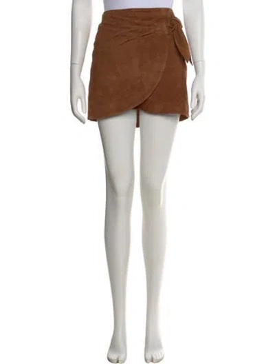 Pre-owned Sézane Goat Leather Mini Skirt In Brown
