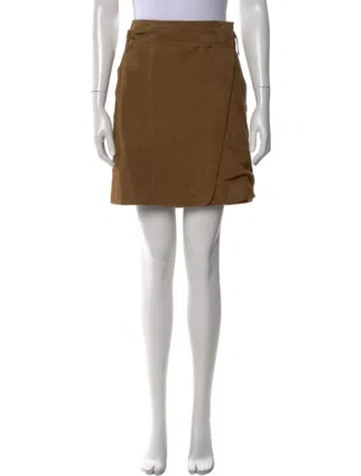 Pre-owned Sézane Goat Leather Mini Skirt In Brown