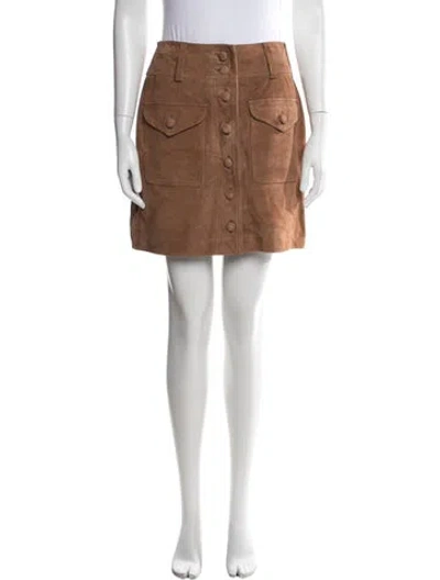 Pre-owned Sézane Goat Leather Mini Skirt In Brown