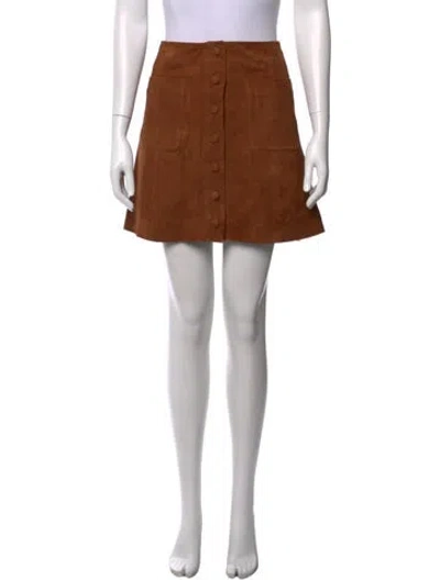 Pre-owned Sézane Goat Leather Mini Skirt In Brown