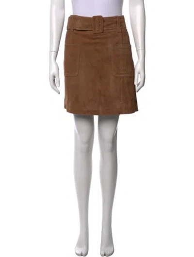 Pre-owned Sézane Goat Leather Mini Skirt In Brown