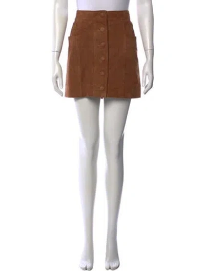 Pre-owned Sézane Goat Leather Mini Skirt In Brown