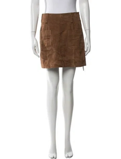 Pre-owned Sézane Goat Leather Mini Skirt In Brown