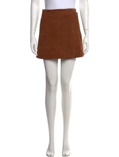 Pre-owned Sézane Goat Leather Mini Skirt In Brown