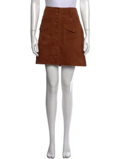 Pre-owned Sézane Goat Leather Mini Skirt In Brown