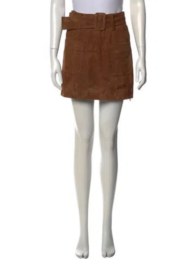 Pre-owned Sézane Goat Leather Mini Skirt In Brown