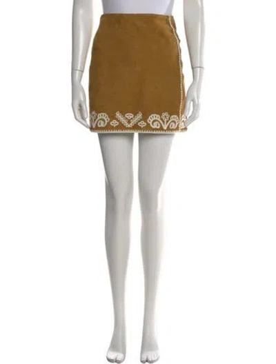 Pre-owned Sézane Goat Leather Mini Skirt In Neutral