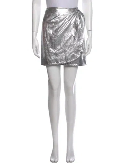 Pre-owned Sézane Goat Leather Mini Skirt In Silver