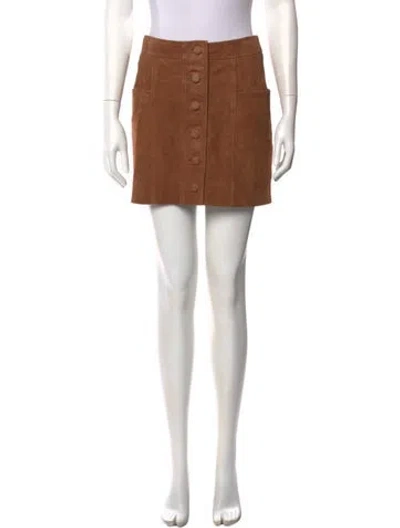 Pre-owned Sézane Goat Leather Mini Skirt W/ Tags In Brown
