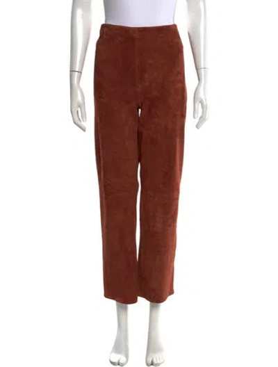 Pre-owned Sézane Goat Leather Straight Leg Pants In Brown