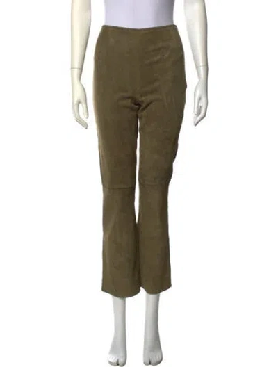 Pre-owned Sézane Goat Leather Straight Leg Pants In Green
