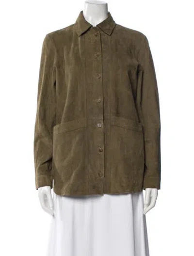 Pre-owned Sézane Goat Leather Utility Jacket In Brown