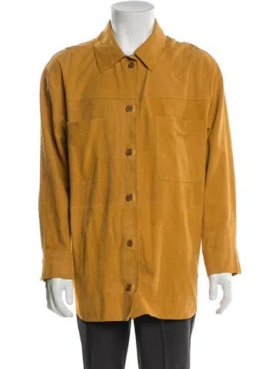 Pre-owned Sézane Goat Leather Utility Jacket W/ Tags In Yellow