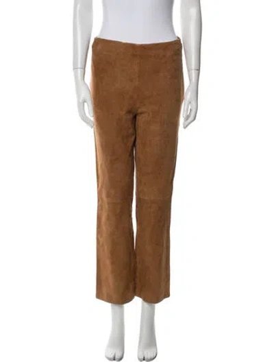 Pre-owned Sézane Goat Leather Wide Leg Pants In Brown