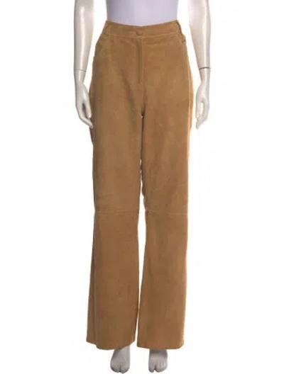 Pre-owned Sézane Goat Leather Wide Leg Pants In Neutral
