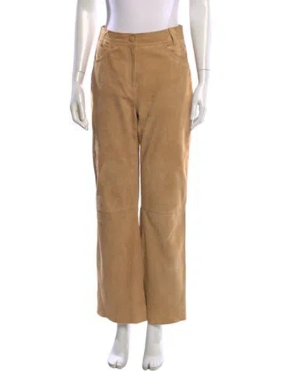 Pre-owned Sézane Goat Leather Wide Leg Pants In Neutral