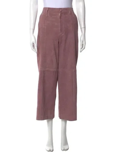 Pre-owned Sézane Goat Leather Wide Leg Pants In Pink