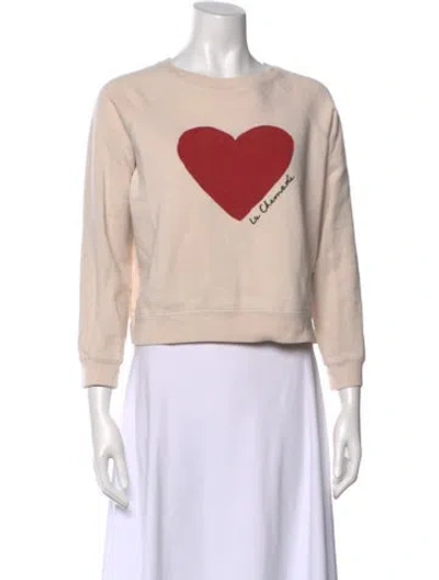 Pre-owned Sézane Graphic Print Bateau Neckline Sweatshirt In Neutral