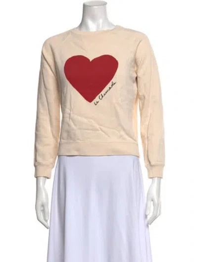 Pre-owned Sézane Graphic Print Crew Neck Sweater In Neutrals