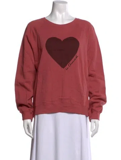 Pre-owned Sézane Graphic Print Crew Neck Sweater In Pink