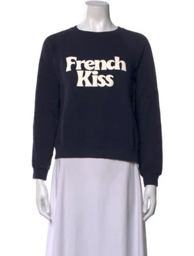 Pre-owned Sézane Graphic Print Crew Neck Sweatshirt In Blue